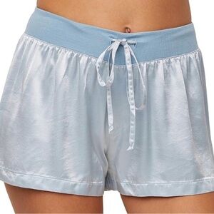 Pj Harlow Mikel Satin Sleep Shorts for Women in Morning Blue
